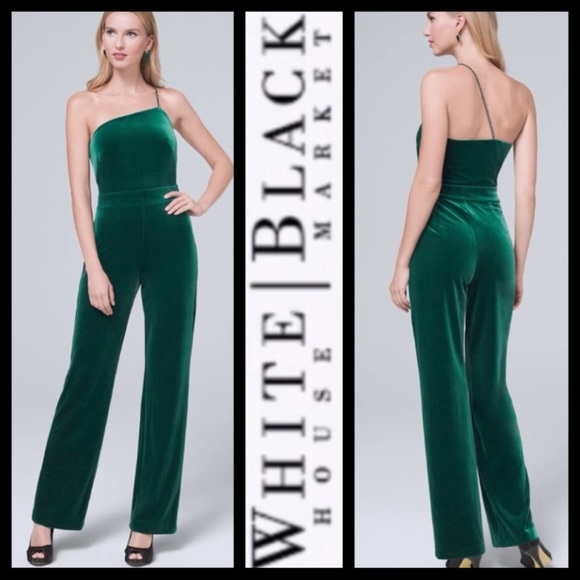 White House Black Market Pants - NWT WHBM One-Shoulder Velvet Jumpsuit